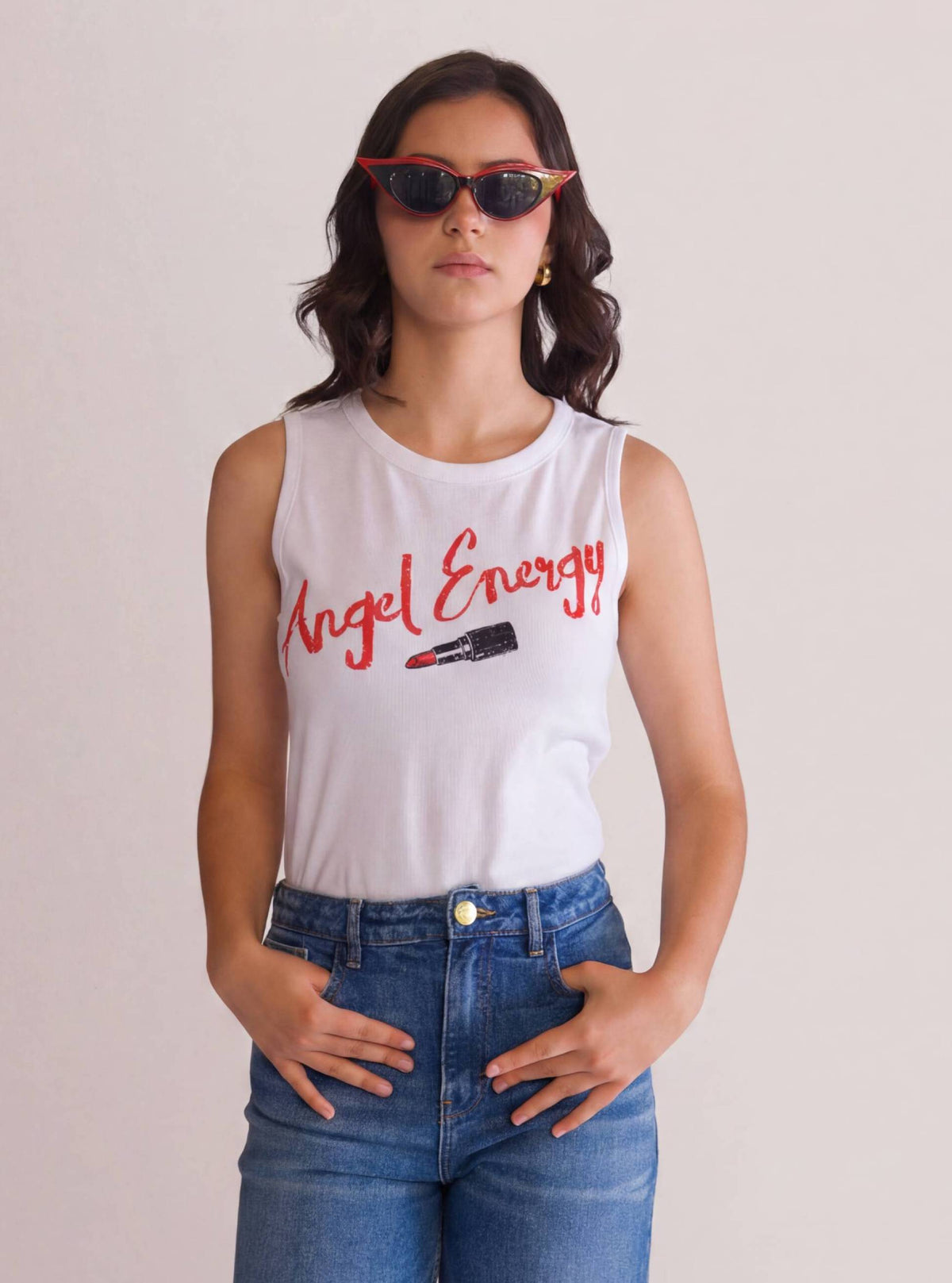 Angel Energy Tank Top Blanco – playera para mujer Distefano