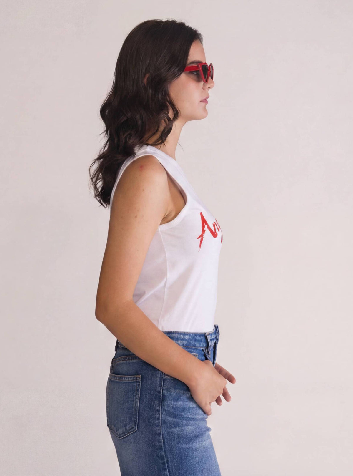Angel Energy Tank Top Blanco – playera para mujer Distefano (vista 2)