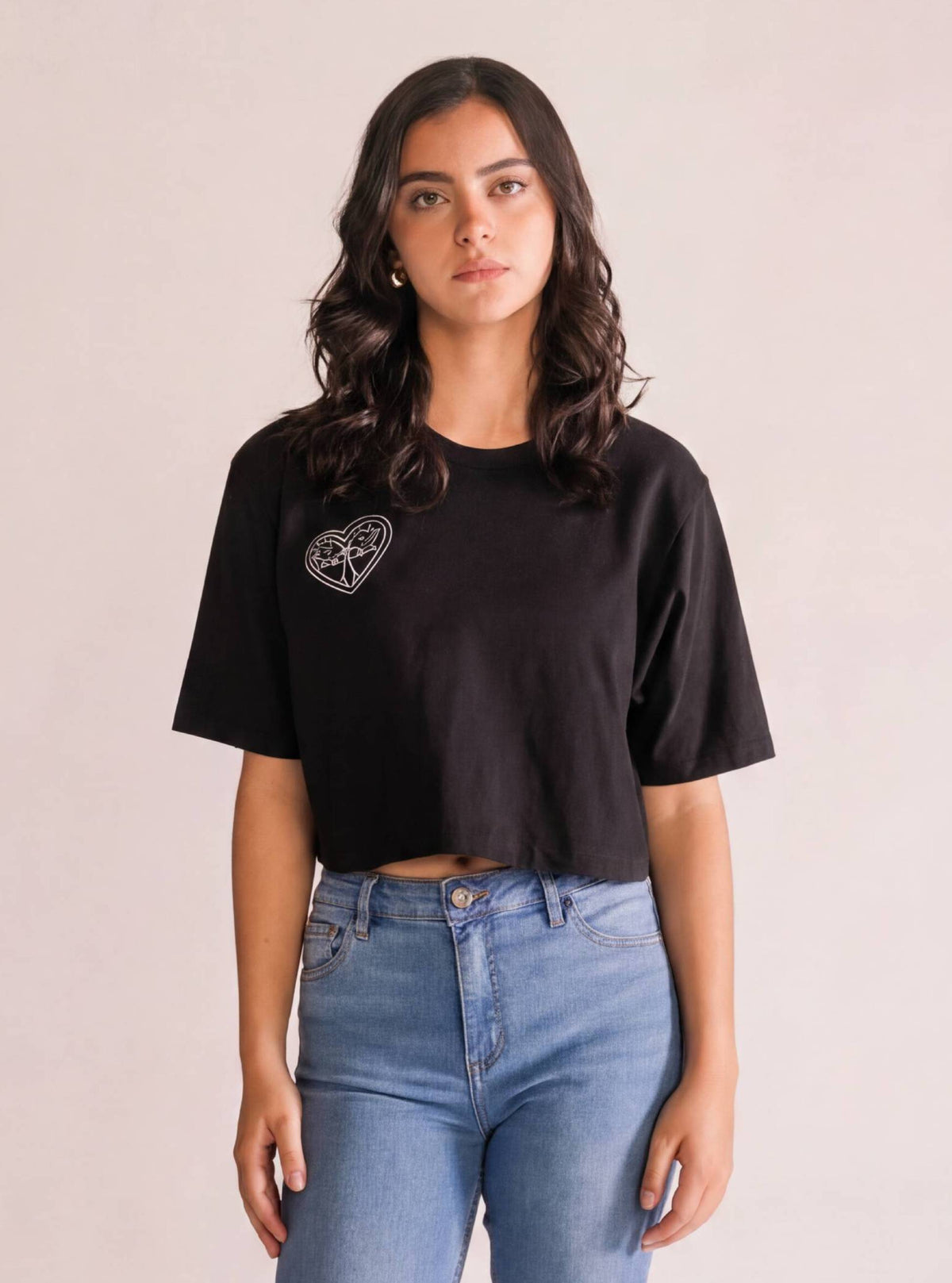 Hey Arnold Cropped Playera Negro – playera para mujer Distefano