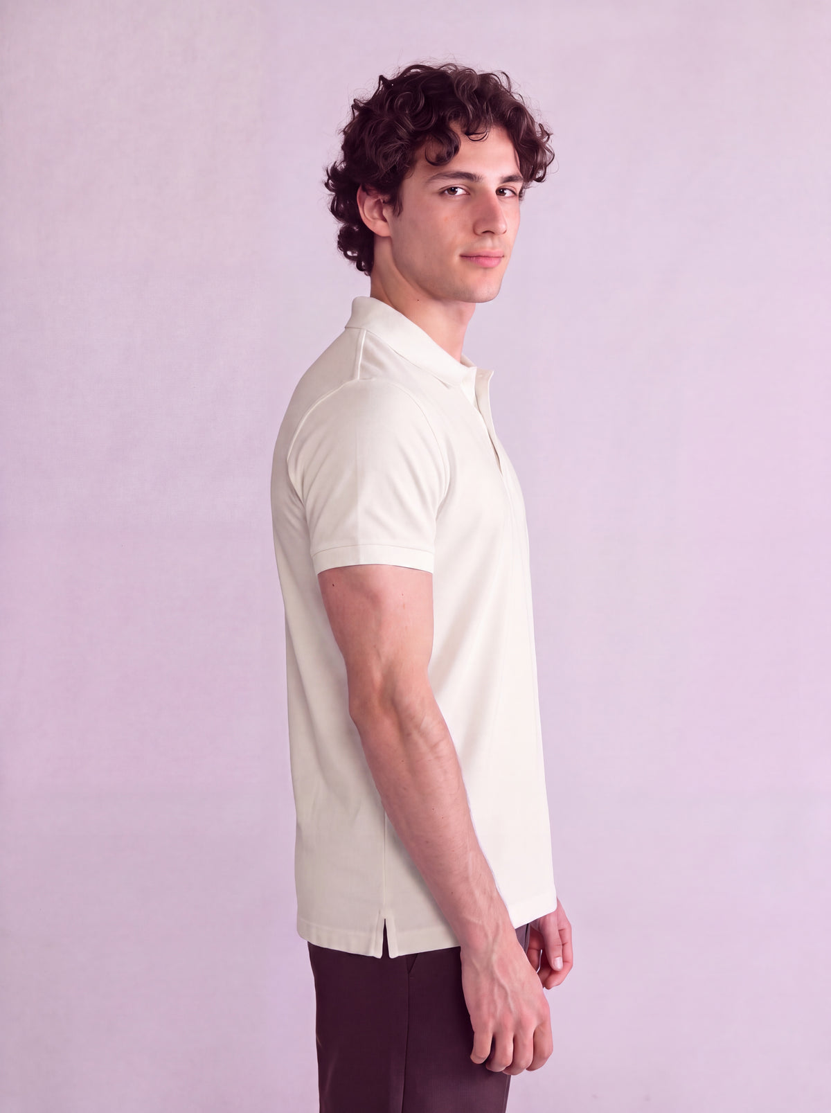 Basic Polo Premium Blanco Hueso – polo para hombre Distefano (vista 2)
