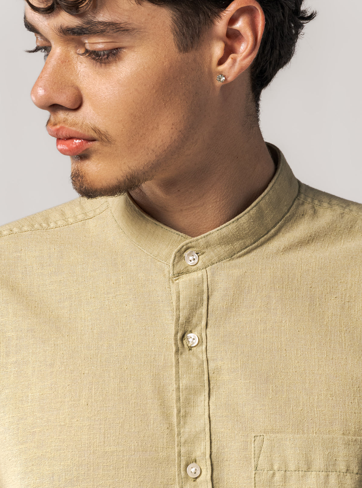 Full Swing Camisa Cuello Mao, Verde Claro