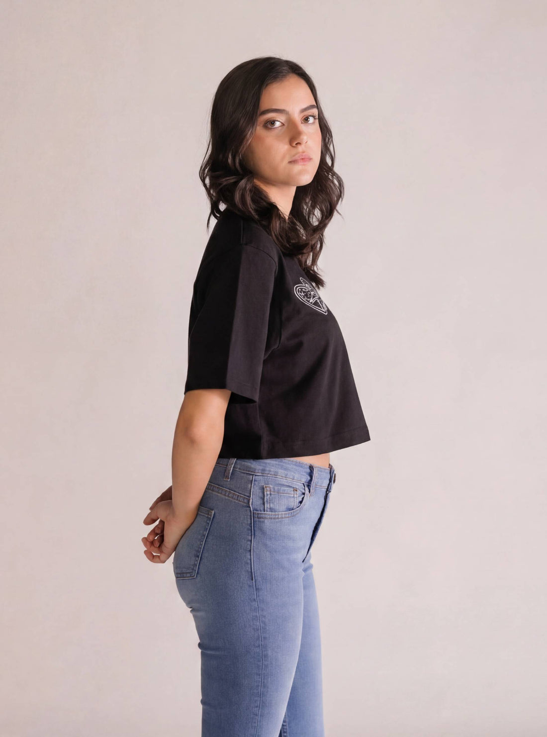 Hey Arnold Cropped Playera, Negro