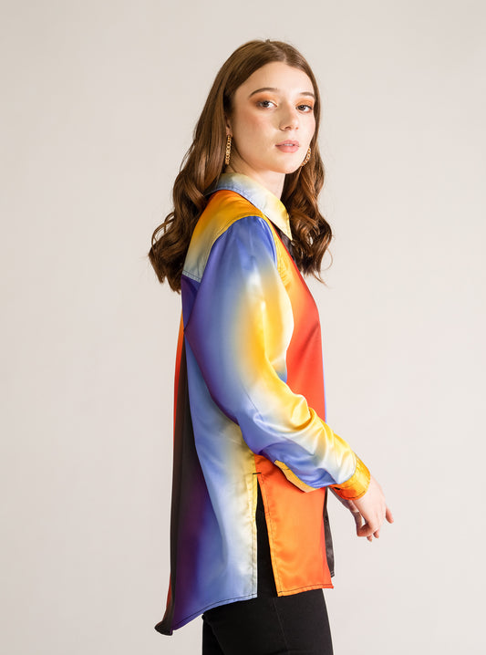 Aurora Side Slits Shirt, Anaranjado