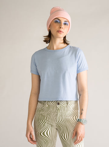 Cropped Basic Tee, Celeste
