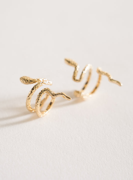 Snake Ear Cuff Earrings, Dorado