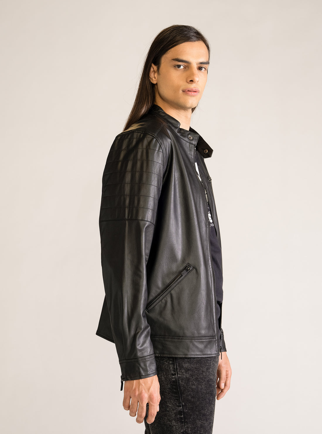 Only Serious Leather Jacket, Negro