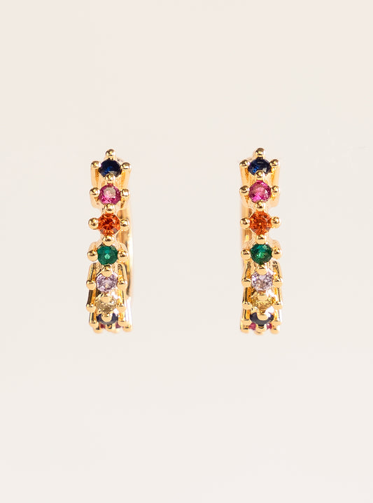 Crystal Huggie Charm Earrings, Dorado