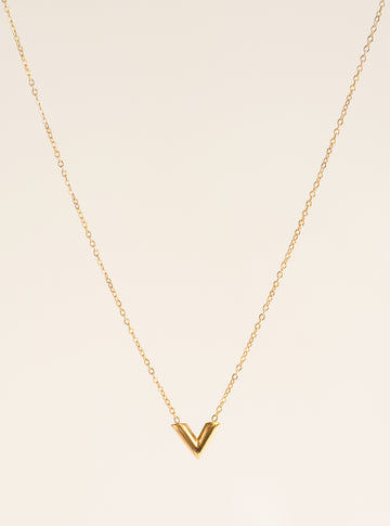 Simple V Necklace, Dorado